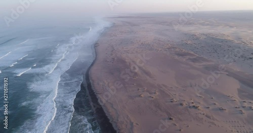 Wallpaper Mural 4K aerial zoom in view of the shoreline of the  Atlantic Ocean on the Skeleton Coast,Namibia Torontodigital.ca
