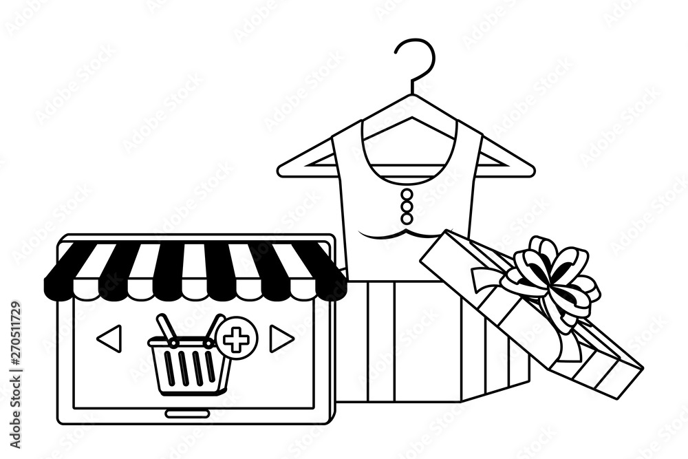 Tablet and store icon design vector illustration Tablet and store icon design vector illustration