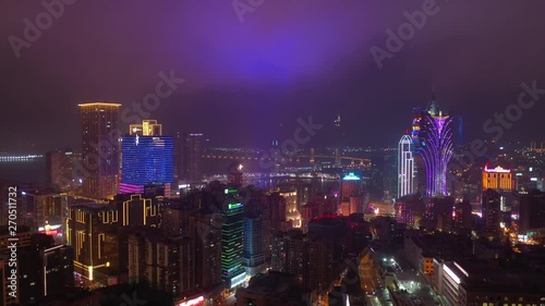 Wallpaper Mural night time illumination macau city famous hotel area bay aerial panorama 4k china Torontodigital.ca