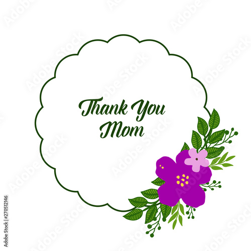 Vector illustration artwork purple flower frame with style of card thank you mom © StockFloral