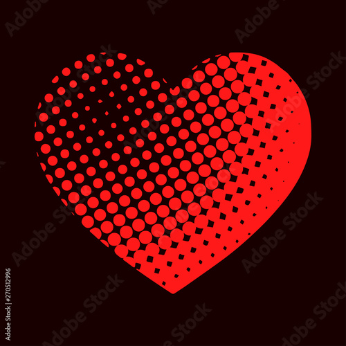 red heart shaped halftone vector illustration