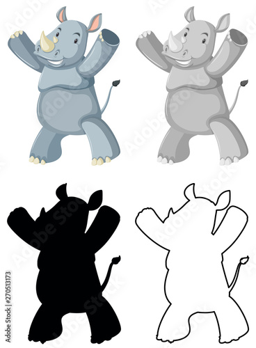 Set of rhinoceros character