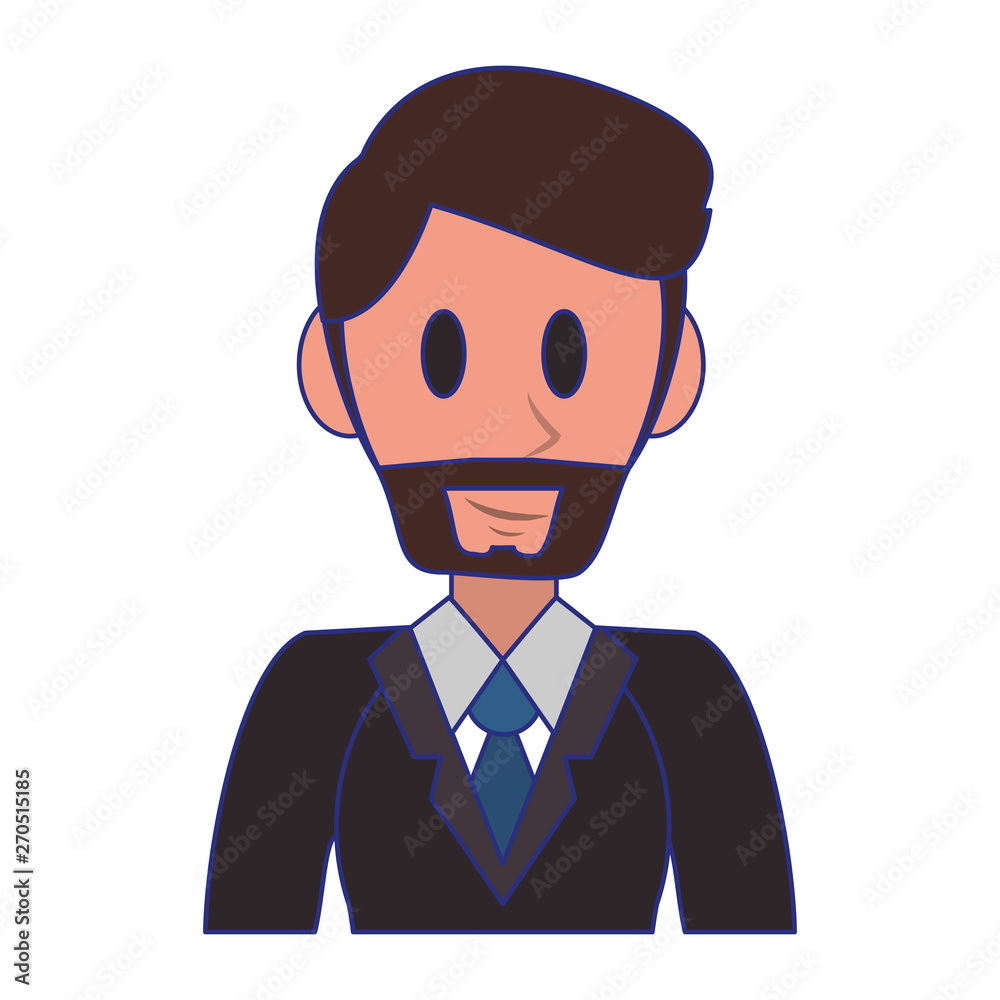 Executive businessman character cartoon blue lines Executive businessman character cartoon blue lines