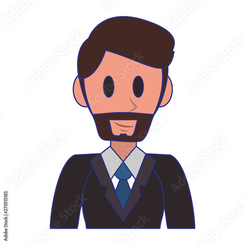 Executive businessman character cartoon blue lines