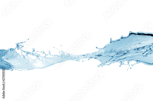 Plusk wody, plusk wody na białym tle, plusk niebieskiej wody,