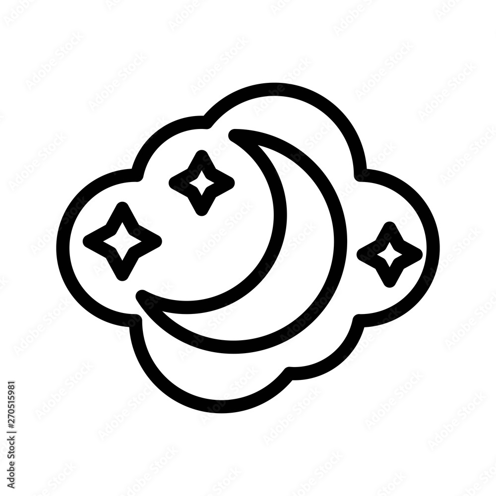 Crescent moon vector, Magic related line style icon Crescent moon vector, Magic related line style icon
