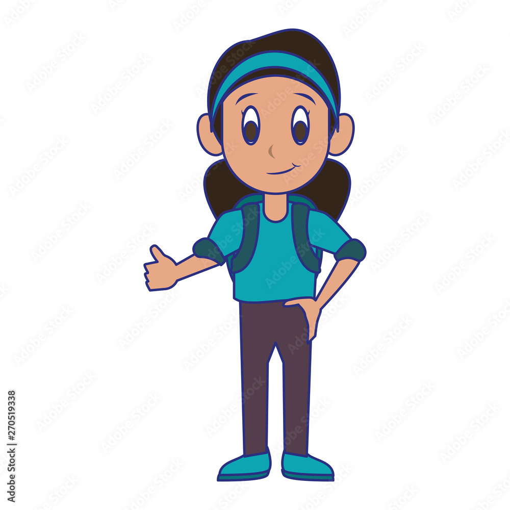 Student boy with backpack blue lines