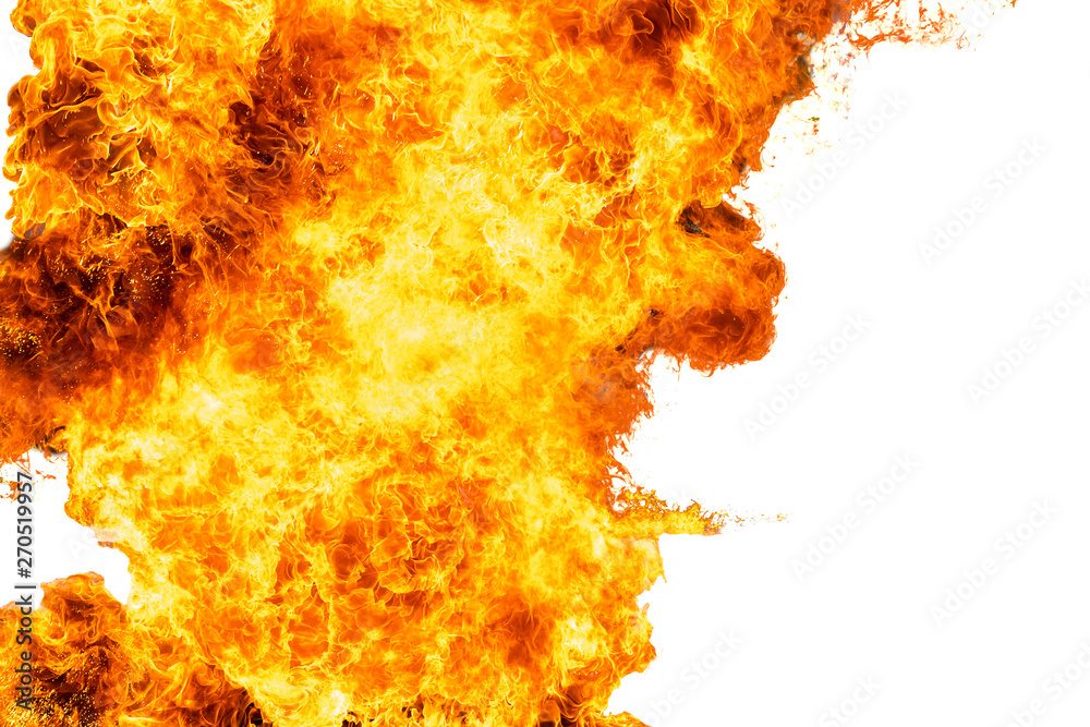 Flames caused by the explosion of the oil. Demonstration of water on