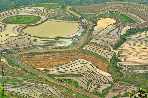 Landscapel of watered terraces in Y Ty, Lao Cai, Vietnam. photo