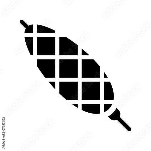 Corn skewer vector, Barbecue related solid style icon