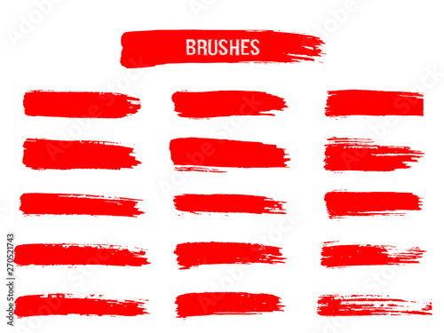 Painted grunge stripes set. Red  labels, background