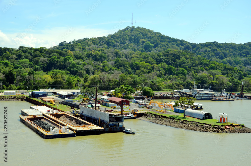 Industrial landscape of the Panama Canal.