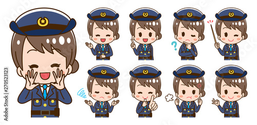 Female police officer illustration set