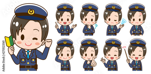 Police officer illustration set