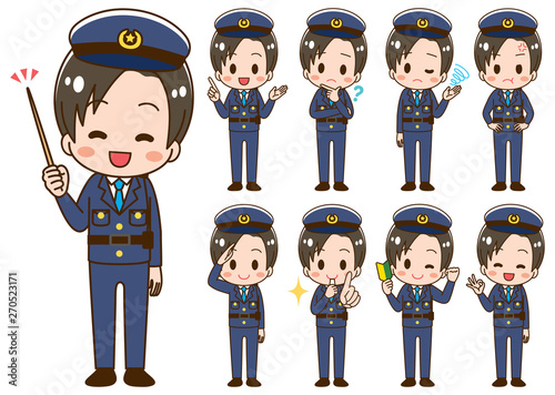 Police officer illustration set