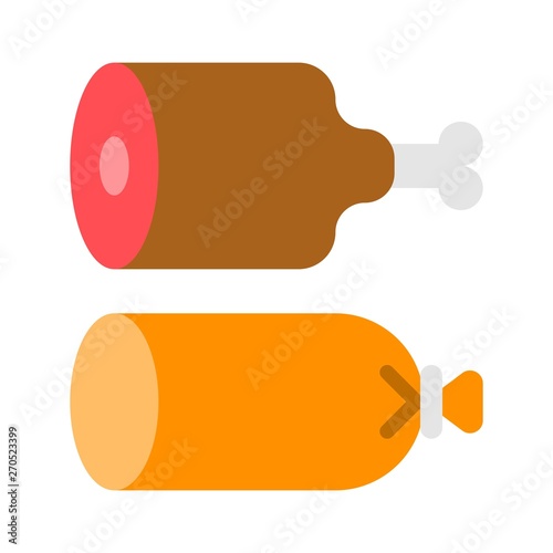 Ham and sausage vector, Barbecue related flat style icon