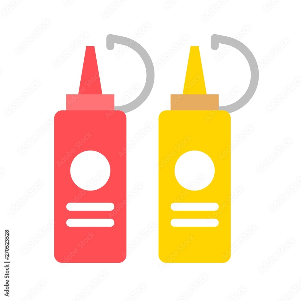 Fototapeta premium Sauce bottles vector, Barbecue related flat style icon