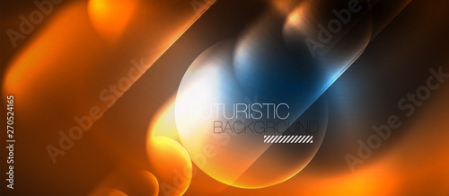 Blue neon round shapes techno background