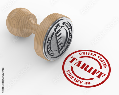 3d render of USA trade tariff stamp