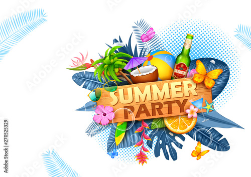 illustration of Summer time poster wallpaper for fun party invitation banner template