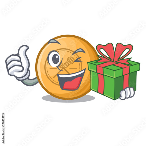With gift lacrosse ball in the mascot shape