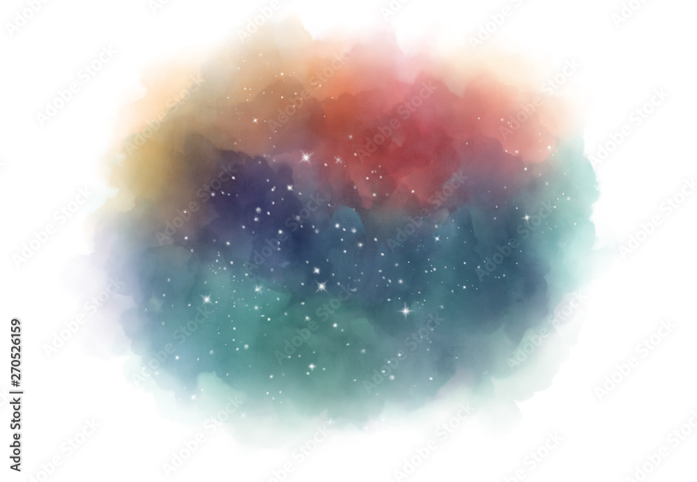 Star field in galaxy space with nebula, abstract watercolor digital art ...