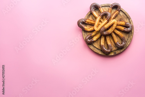 Churros with chocolate typical  sweet spanish