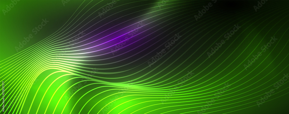 Neon vector wave lines abstract background, magic futuristic techno design Neon vector wave lines abstract background, magic futuristic techno design