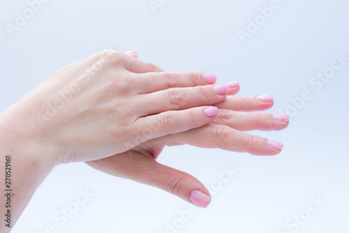 beautiful soft hands of a woman and handcream skincare