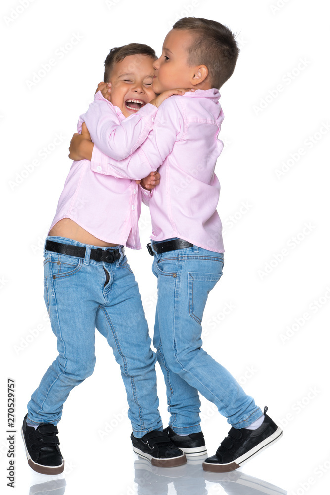 Two small boys in full growth. Two small boys in full growth.