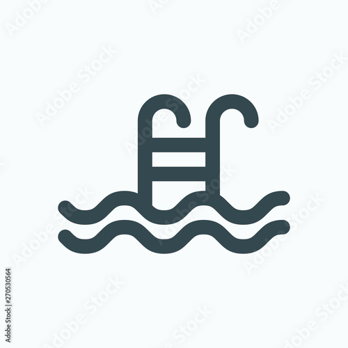 Water pool isolated icon, swimming pool linear vector icon, water sport activity outline icon