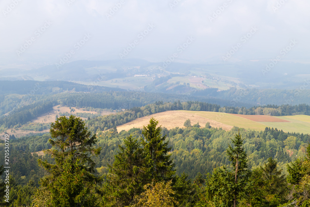 Mountain landscape with valley below. View from height