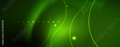 Shiny neon lines template - northern lights glowing blur lines. Futuristic style glow neon 80s disco club or night party techno template