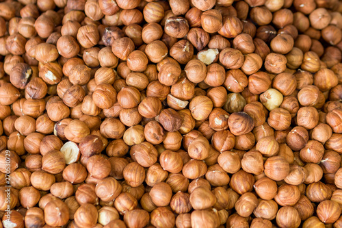 background of hazelnuts. texture of nuts background.