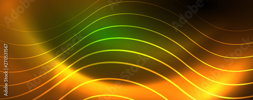 Shiny neon lines template - northern lights glowing blur lines. Futuristic style glow neon 80s disco club or night party techno template