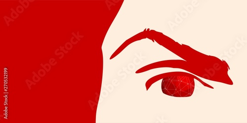 Beautiful female eyes. Top part of the woman face front view.