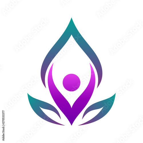 people with leaf for yoga logo design