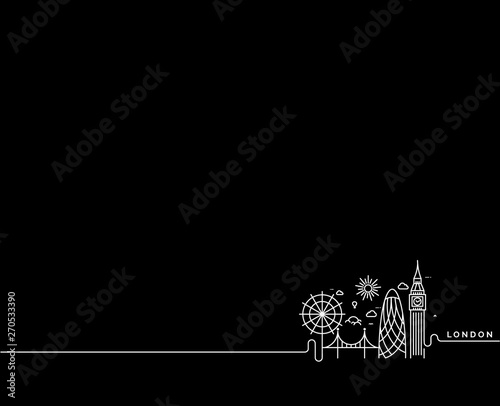 London Skyline Silhouette in black and white, Vector Illustration.
