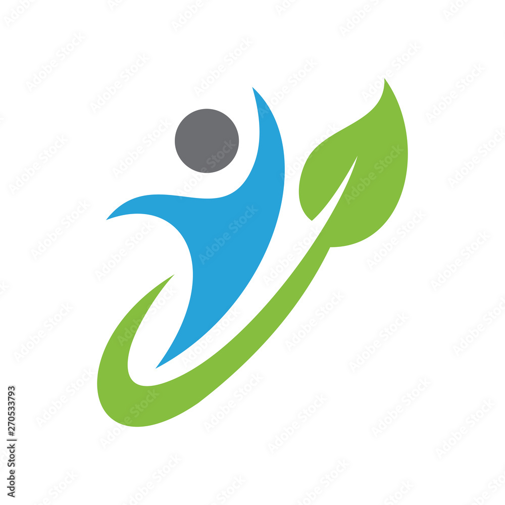 healthy people/human with leaf flat logo design healthy people/human with leaf flat logo design