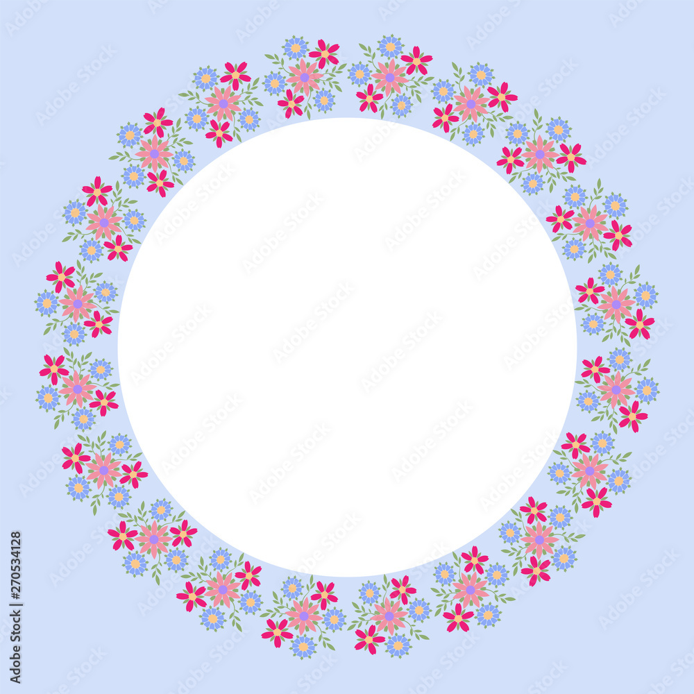Decorative frame with floral ornament in flat style. A circular ornament for your design. Decorative frame with floral ornament in flat style. A circular ornament for your design.