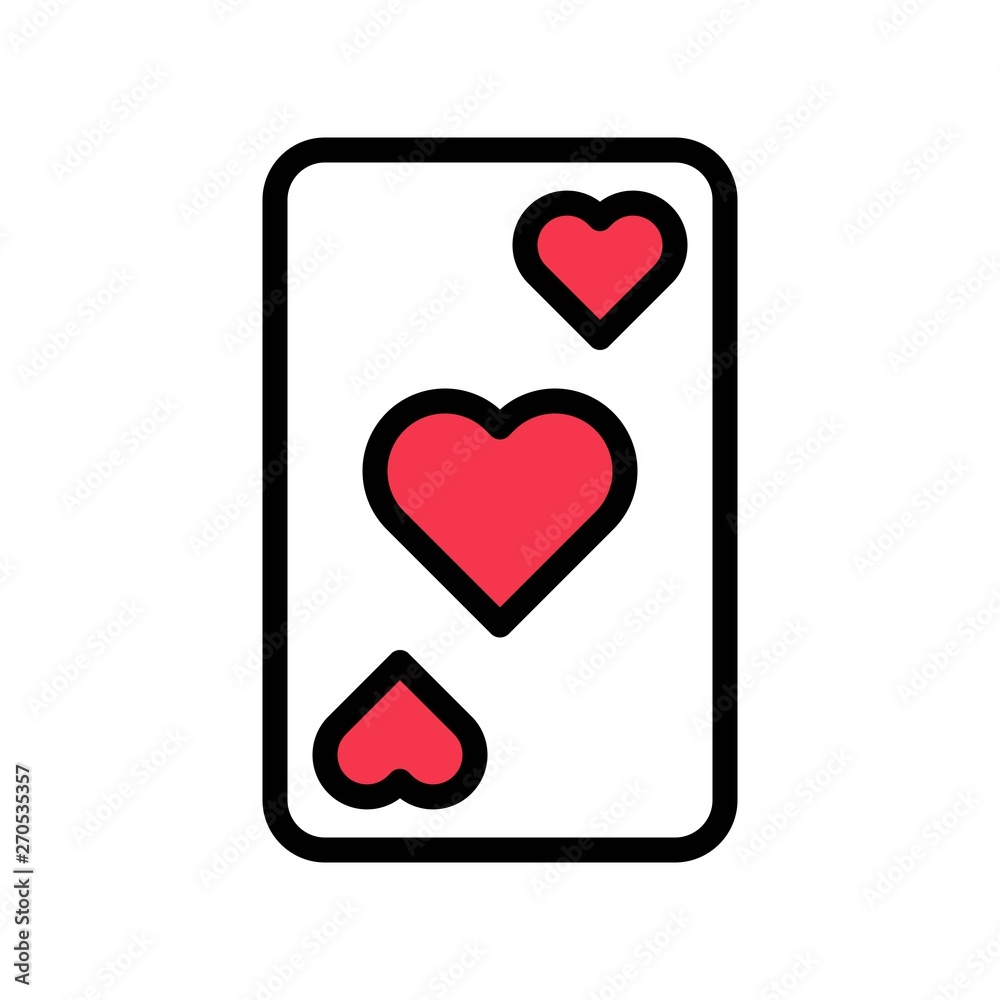 Playing card vector, Valentine and love related filled outline icon Playing card vector, Valentine and love related filled outline icon