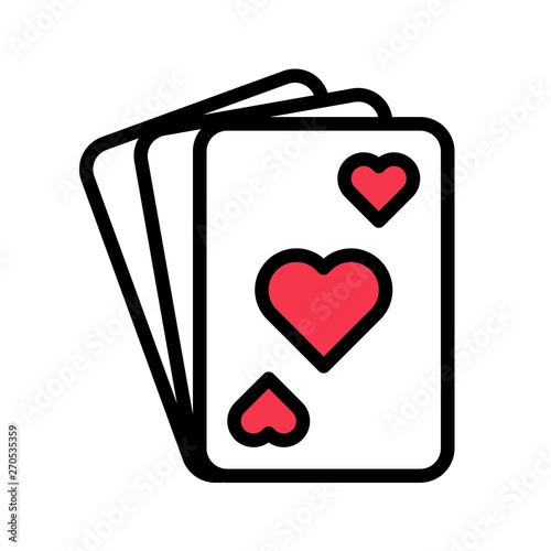 Playing card vector, Valentine and love related filled outline icon
