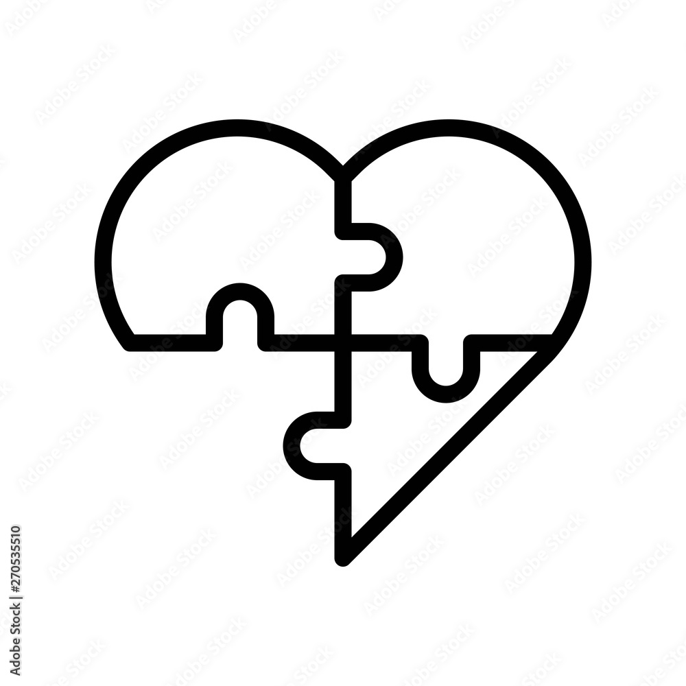 Puzzle heart vector, Valentine and love related line icon Puzzle heart vector, Valentine and love related line icon