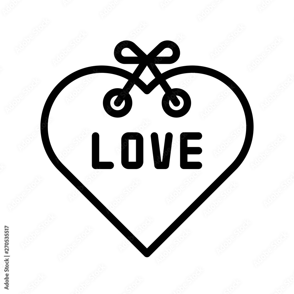 Heart tag vector, Valentine and love related line icon