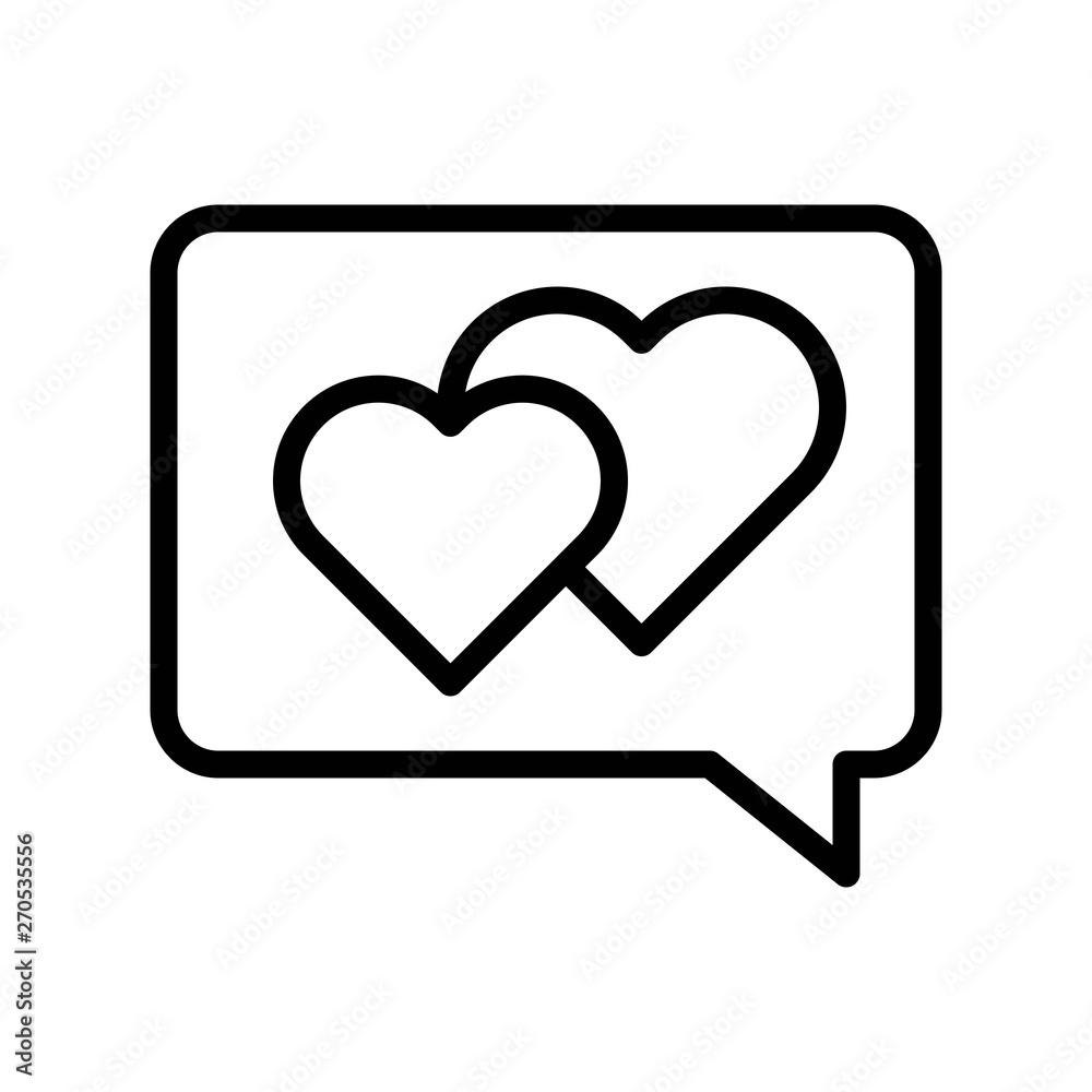 Heart in bubble speech vector, Valentine and love related line icon Heart in bubble speech vector, Valentine and love related line icon