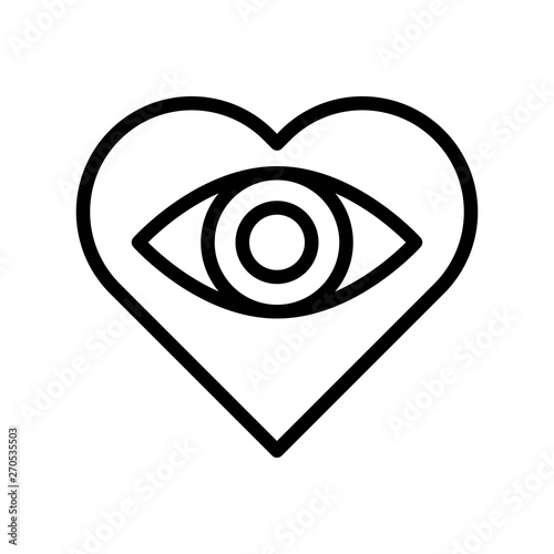 Eye heart vector, Valentine and love related line icon
