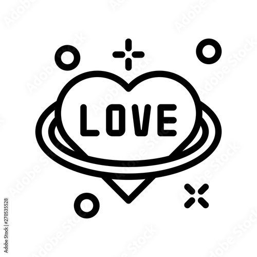 Heart planet vector, Valentine and love related line icon