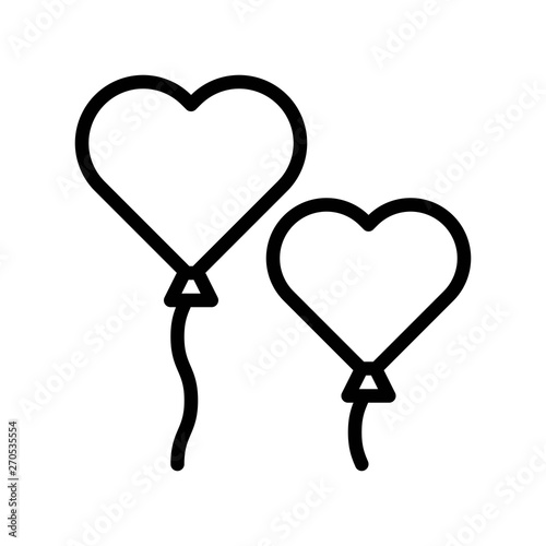 Heart balloon vector, Valentine and love related line icon