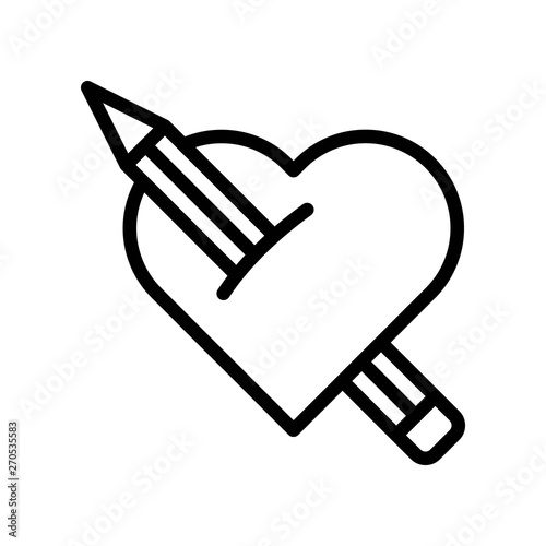 Stabbed heart vector, Valentine and love related line icon