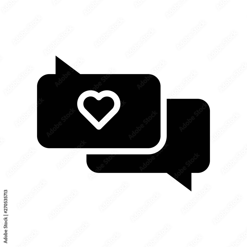 Heart in bubble speech vector, Valentine and love related solid icon Heart in bubble speech vector, Valentine and love related solid icon